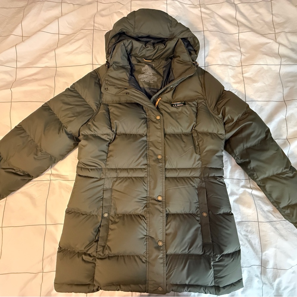 L.L.Bean Women's Mountain Classic Down Parka Kelp Green - Picture 2 of 7